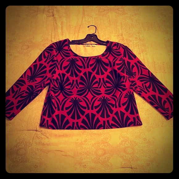 Cato Tops - Women's 3/4 Length Sleeve Art Deco Pattern Top